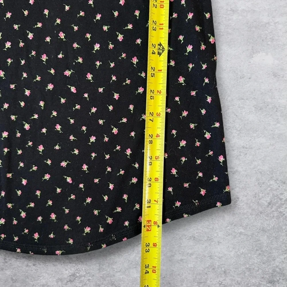 Charter Club Intimates Womens Black and Pink Floral Henley‎ Nightgown